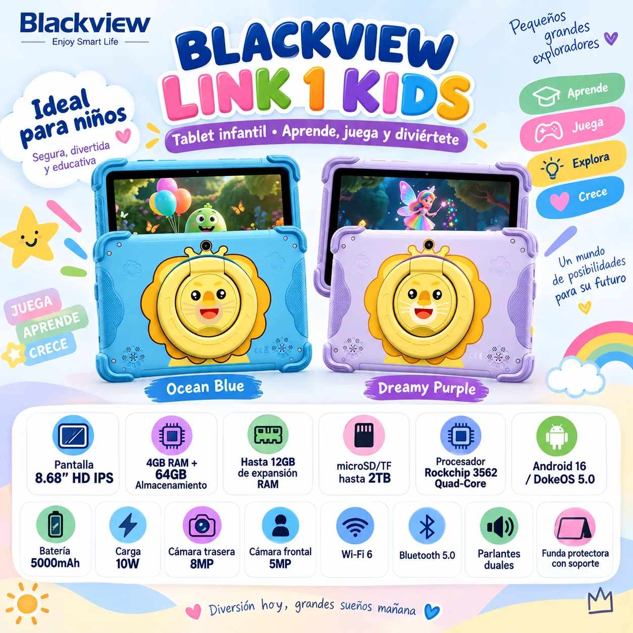 Blackview LINK 1 Kids lila y azul