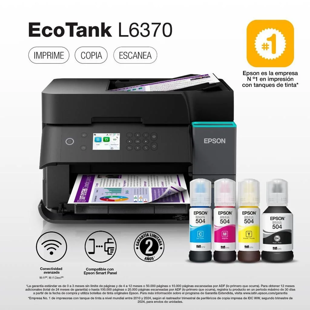 EPSON ECOTANK L6370 MULTIFUNCIONAL WI-FI + ETHERNET / DÚPLEX / ADF