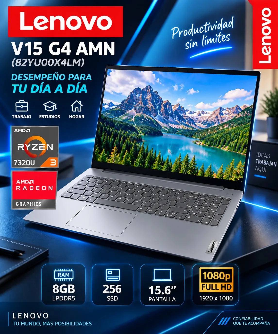 Laptop Lenovo V15 G4 AMN, AMD Ryzen 3