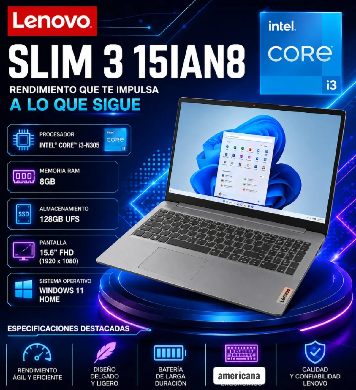 LENOVO IDEPAD SLIM 3 core i3 N305